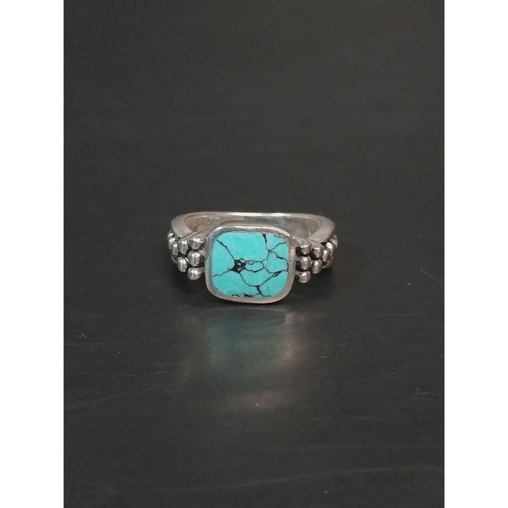 Sterling Silver 925 CW Dyed Howlite Ring Size 5 Southwestern